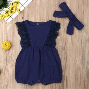 4th of july Navy Ruffle Lace Romper 🇺🇸❤️💙